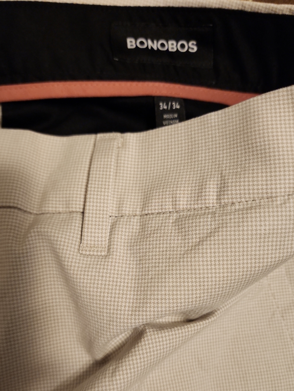 Bonobos Light Beige Micro-Pattern Dress Pants